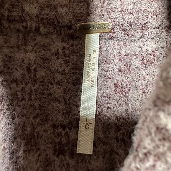 Free People NWT Claude Mini Dress Brandy Wine Combo Size L Rib Knit Turtleneck - Picture 4 of 9